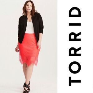 Torrid Stretch Lace Orange Pencil Skirt Size 3X